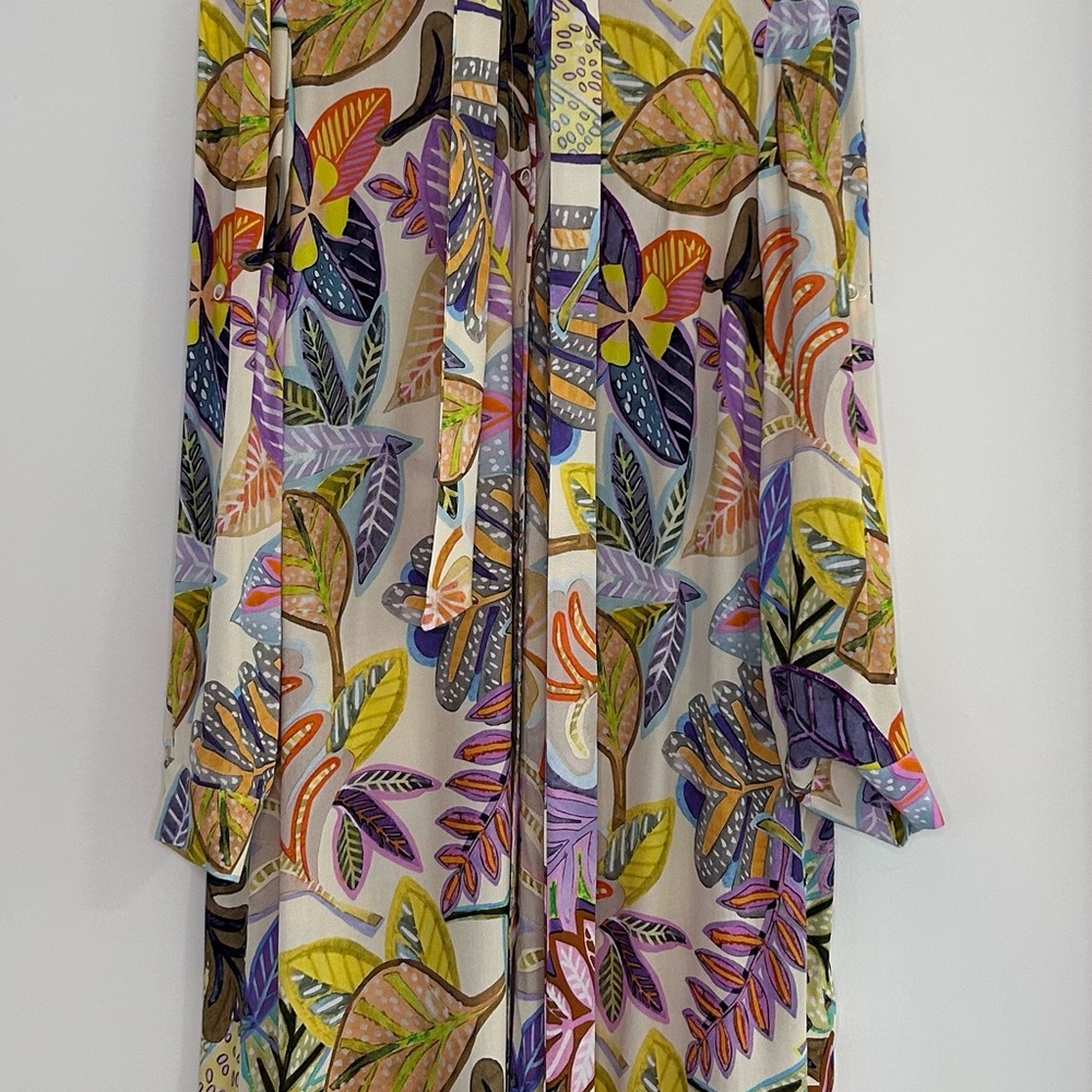 Colorful Leaf Print Kimono
